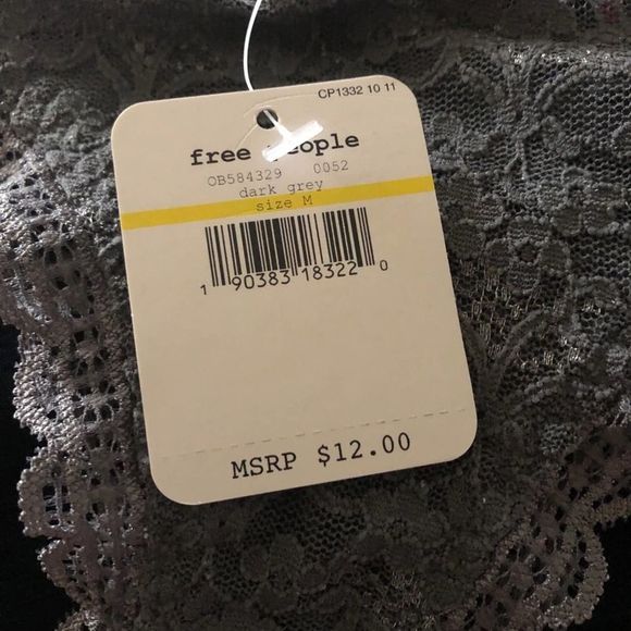 NEW Free People Intimately Dark Grey Lace Thong - Picture 4 of 6